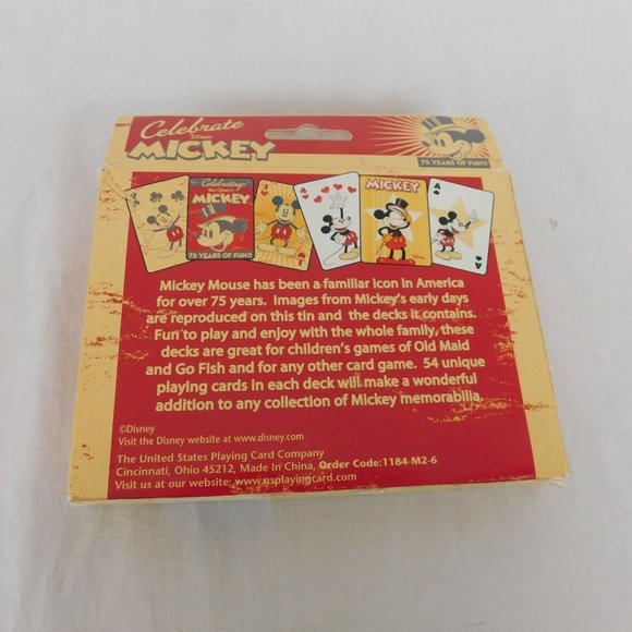 Disney 75 Years of Mickey Mouse Collectible Tin 2 packs Playing Cards Unopened - Picture 6 of 10